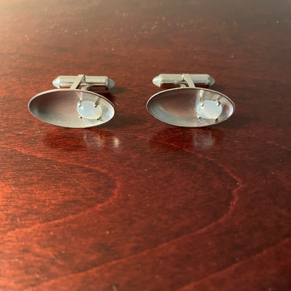 Krementz Vintage Moonstone on silver cuff links